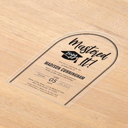 Invitations En Acrylique Modern Mastered It Master's Degree Graduation  (Poser)
