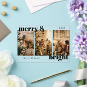 Invitations En Acrylique Modern Merry and Bright 3 Photo Holiday Card (Insitu (Mariage))