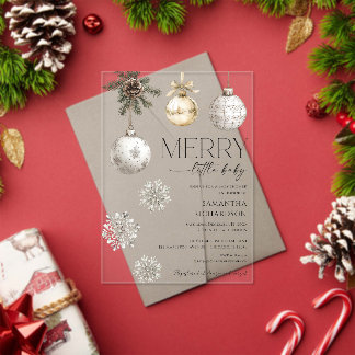 Invitations En Acrylique Modern merry little baby shower gender neutral