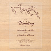 Invitations En Acrylique Modern Minimal Botanical Burgundy Wedding (Recto)