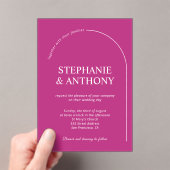 Invitations En Acrylique Modern Minimal Magenta with Arch Wedding    (In situ (ordinateur de poche))