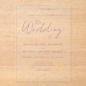Invitations En Acrylique Modern Minimal Mauve Script Wedding (Recto)
