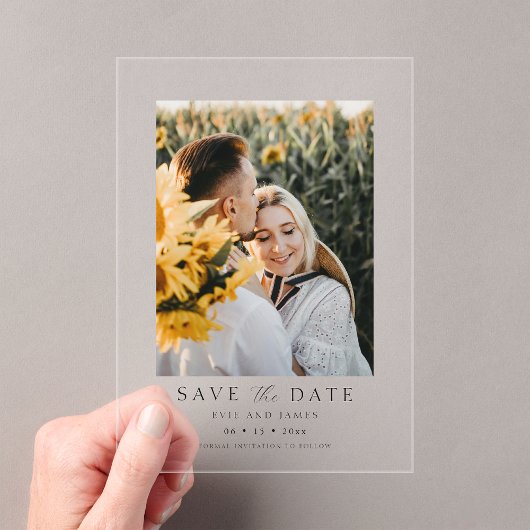 Invitations En Acrylique Modern Minimal Photo Save the Date