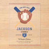 Invitations En Acrylique Modern Minimalist Baseball Batter Up Birthday (Recto)