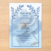 Invitations En Acrylique Modern Minimalist Gold and Blue Poppy (Recto)