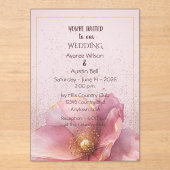 Invitations En Acrylique Modern Minimalist Pink Gold Wedding (Recto)