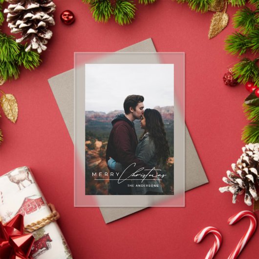 Invitations En Acrylique Modern Minimalist Script 1 Photo Christmas Card (Insitu (vacances))