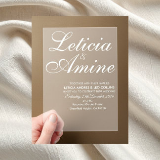 Invitations En Acrylique Modern Minimalist White Typographic Wedding
