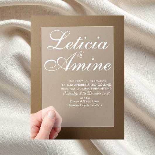 Invitations En Acrylique Modern Minimalist White Typographic Wedding