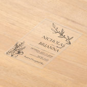 Invitations En Acrylique Modern Minimalist White Wildflower Wedding (Poser)