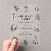 Invitations En Acrylique Modern Monochrome Christmas Dinner  (In situ (ordinateur de poche))