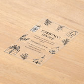 Invitations En Acrylique Modern Monochrome Christmas Dinner  (Poser)
