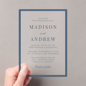 Invitations En Acrylique Modern Navy Border Wedding (In situ (ordinateur de poche))
