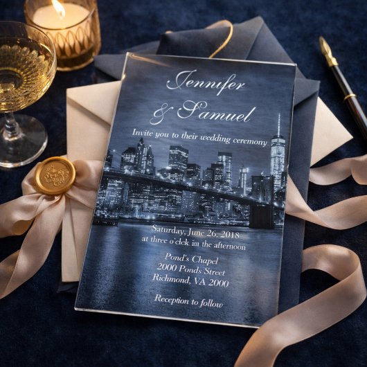 Invitations En Acrylique Modern NYC Skyline Elegance 