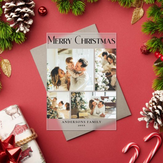 Invitations En Acrylique Modern Photo Collage Merry Christmas Holiday  Card (Insitu (vacances))