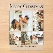 Invitations En Acrylique Modern Photo Collage Merry Christmas Holiday  Card (Recto)