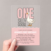 Invitations En Acrylique Modern Pink One Silly Goose 1er anniversaire (In situ (ordinateur de poche))