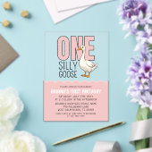 Invitations En Acrylique Modern Pink One Silly Goose 1er anniversaire (Insitu (Mariage))