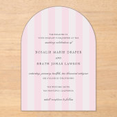 Invitations En Acrylique Modern Pink Stripes Elegant Wedding (Recto)