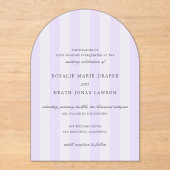 Invitations En Acrylique Modern Purple Stripes Elegant Wedding (Recto)