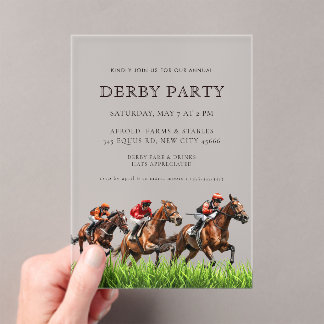 Invitations En Acrylique Modern Race Horse Derby Party Equestrian