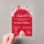 Invitations En Acrylique Modern Red Curved Graffiti Merry Christmas Party (In situ (ordinateur de poche))