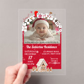 Invitations En Acrylique Modern Red Curved Graffiti Merry Christmas Photos  (In situ (ordinateur de poche))