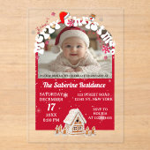 Invitations En Acrylique Modern Red Curved Graffiti Merry Christmas Photos  (Recto)