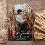 Invitations En Acrylique Modern Rustic Better Together Photo Save the Date<br><div class="desc">Vous êtes engagé — Félicitations — dites-le avec style avec ce design rustique moderne "Better Together" photo fiançailles design avec texte blanc sur votre photo unique. Ajoutez simplement votre photo à l'avant avec vos noms, l'emplacement et la date (ou à déterminer ou à annoncer). La photo est imprimée sur l'arrière...</div>