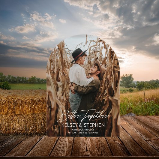 Invitations En Acrylique Modern Rustic Better Together Photo Save the Date