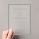 Invitations En Acrylique Modern Sage Green Border Wedding (In situ (ordinateur de poche))