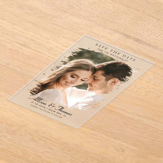Invitations En Acrylique Modern Save the Date Photo Chic Mariage (Poser)
