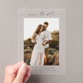 Invitations En Acrylique Modern Script 3 Photo Wedding Enregistrer la date (In situ (ordinateur de poche))