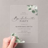 Invitations En Acrylique Modern Script Green Leaf Bachelorette Party (In situ (ordinateur de poche))