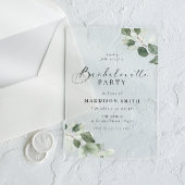 Invitations En Acrylique Modern Script Green Leaf Bachelorette Party