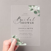Invitations En Acrylique Modern Script Green Leaf Bridal Shower (In situ (ordinateur de poche))