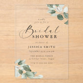 Invitations En Acrylique Modern Script Green Leaf Bridal Shower (Recto)