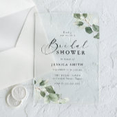 Invitations En Acrylique Modern Script Green Leaf Bridal Shower