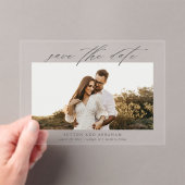 Invitations En Acrylique Modern Script Photo Wedding Enregistrer la date (In situ (ordinateur de poche))