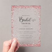 Invitations En Acrylique Modern Silver Copper Glitter Bridal Shower  (In situ (ordinateur de poche))
