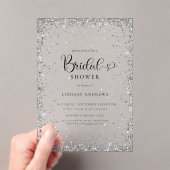 Invitations En Acrylique Modern Silver Glitter Bridal Shower  (In situ (ordinateur de poche))