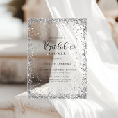 Invitations En Acrylique Modern Silver Glitter Bridal Shower 