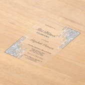 Invitations En Acrylique Modern Silver Glitter Drips Rose Gold Bar Mitzvah (Poser)