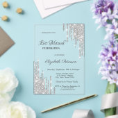 Invitations En Acrylique Modern Silver Glitter Drips Rose Gold Bar Mitzvah (Insitu (Mariage))