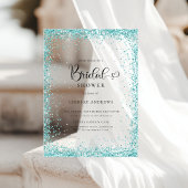 Invitations En Acrylique Modern Silver Mint Glitter Bridal Shower 