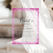 Invitations En Acrylique Modern Silver Pink Glitter Bridal Shower 