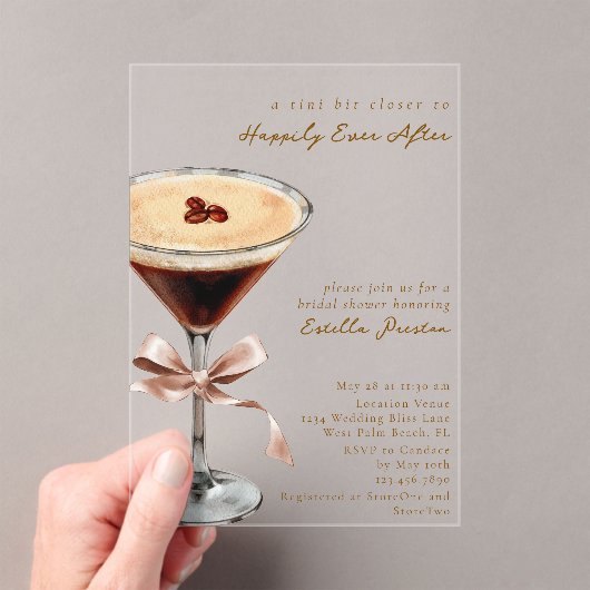 Invitations En Acrylique Modern Simple Cocktail Themed Mocha Bridal Shower (In situ (ordinateur de poche))