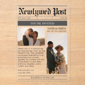 Invitations En Acrylique Modern Simple Newspaper Wedding (Recto)