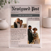 Invitations En Acrylique Modern Simple Newspaper Wedding