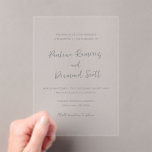 Invitations En Acrylique Modern Simple Wedding<br><div class="desc">Elegant wedding invitation featuring a simple and classic design with your names in a modern handwritten script.  A traditional style that is great for an informal or formal wedding.</div>